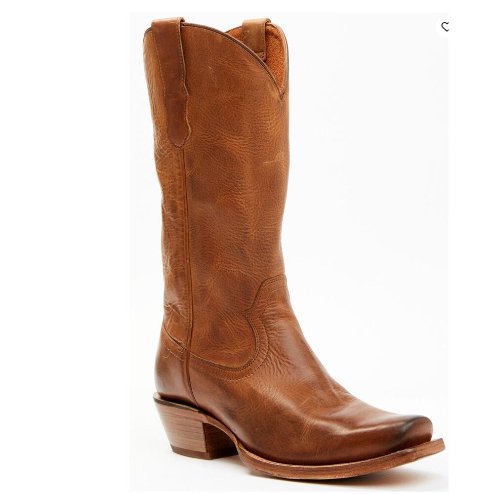 Classic Brown Leather Women's Heeled Cowboy Boot